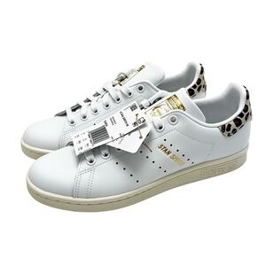 NIB Adidas Stan Smith Original White/Leopard Leather Sneakers
